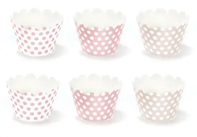 Cupcake wrappers i rosa og hvite striper - ABELONE.NO