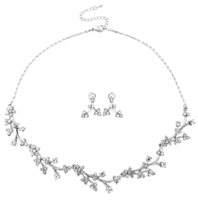 ATHENA COLLECTION - DAINTY CRYSTAL KJEDE OG ØREDOBBER NK165 ABELONE.NO