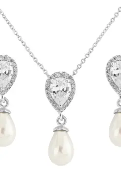 UBIC ZIRCONIA COLLECTION - ELEGANCE PEARL Kjede og øredobber - ABELONE.NO