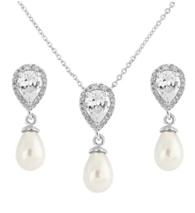 UBIC ZIRCONIA COLLECTION - ELEGANCE PEARL Kjede og øredobber - ABELONE.NO