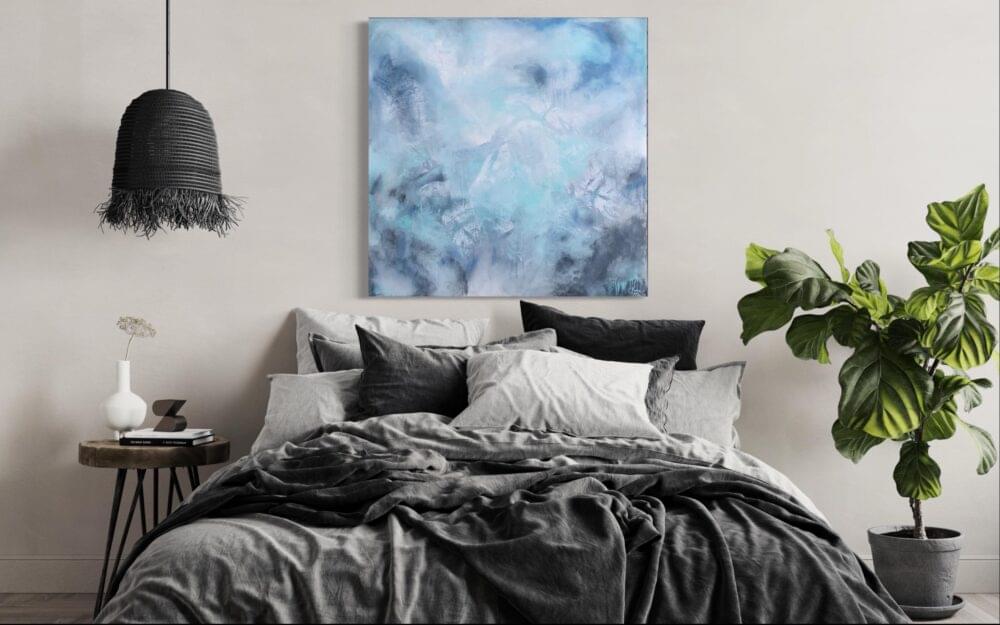 blue heaven 100x100 4 cm ramme akryl maleri lena marie store olsen artbylenamarie